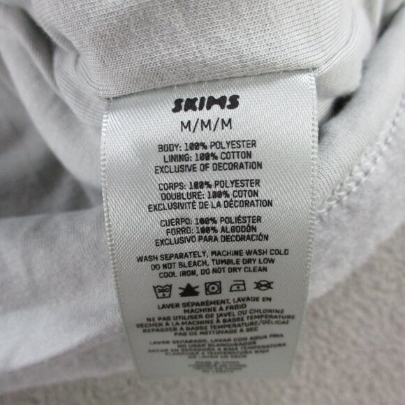 SKIMS Fleece Lounge Robe Womens Medium Gray Short Wrap Tie Sleepwear NWT - Picture 7 of 8